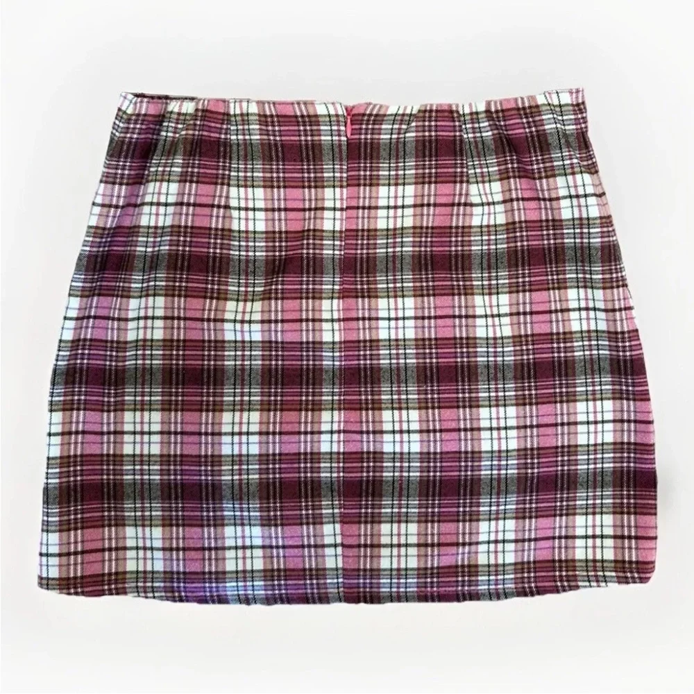 Art Class Mini Skirt Girls Flannel Plaid Brown Pink White Size XL (14/16) Target